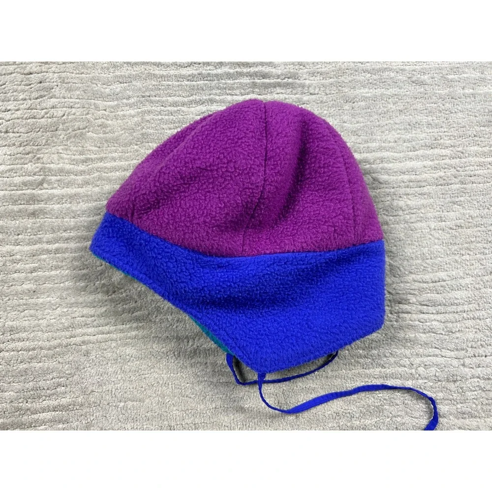 Columbia Earflap Hat Youth L/XL Purple Blue‎ Teal Reversible Fleece Made in USA